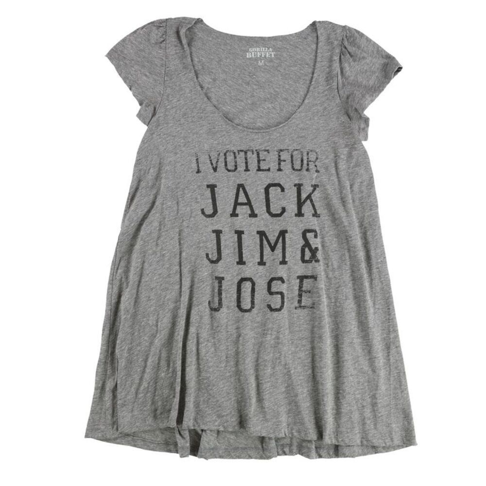 Gorilla Buffet Womens I Voted For Jack Jim & Jose Graphic T-Shirt, NWT